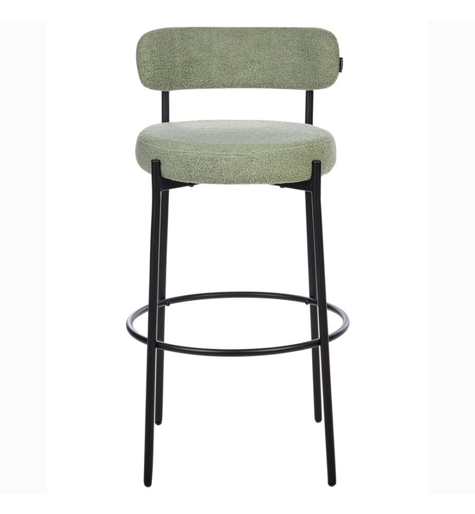 Lot de 2 chaises de bar ALLISON Bouclé Vert clair