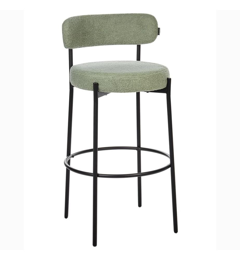 Lot de 2 chaises de bar ALLISON Bouclé Vert clair