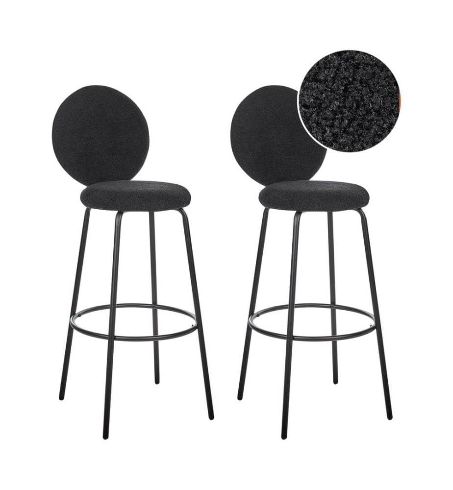 Set mit 2 Barstühlen EMERY Bouclé Schwarz