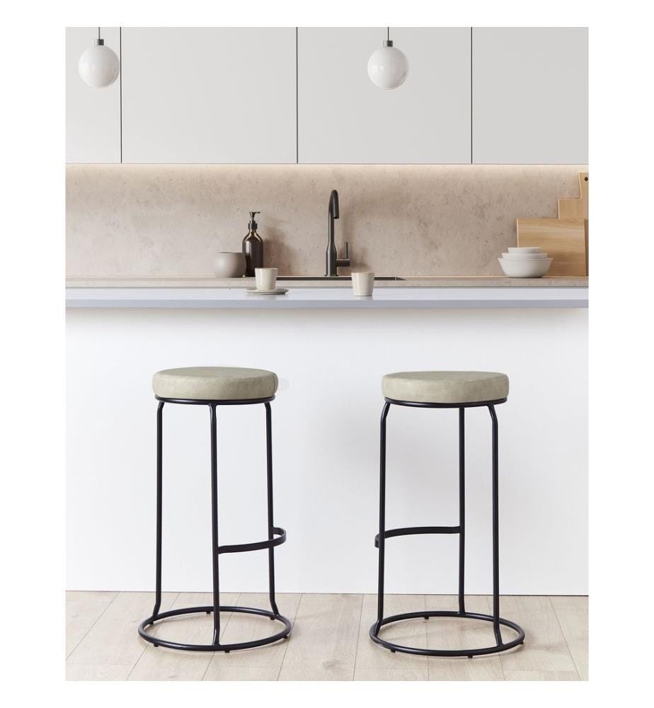 Set mit 2 Barhockern MILROY Kunstleder Hellgrau