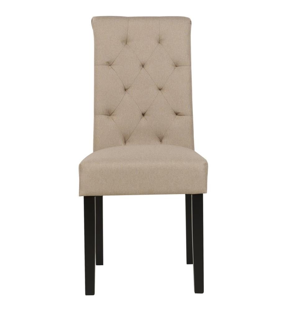 Lot de 2 Chaises de Salle à Manger Beige en Tissu Pieds en Bois Noirs Design Glam Salon Moderne Glam