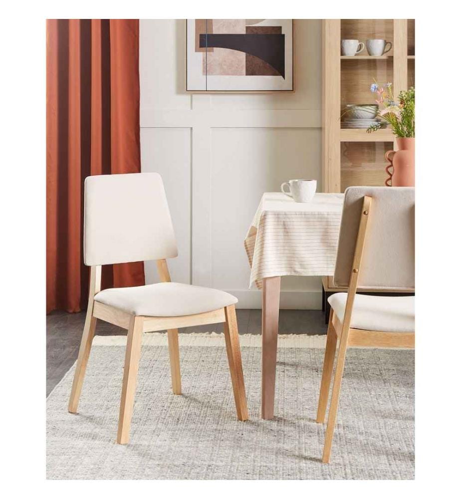 Esszimmerstuhl 2er Set MERRILL Holz Hellbeige