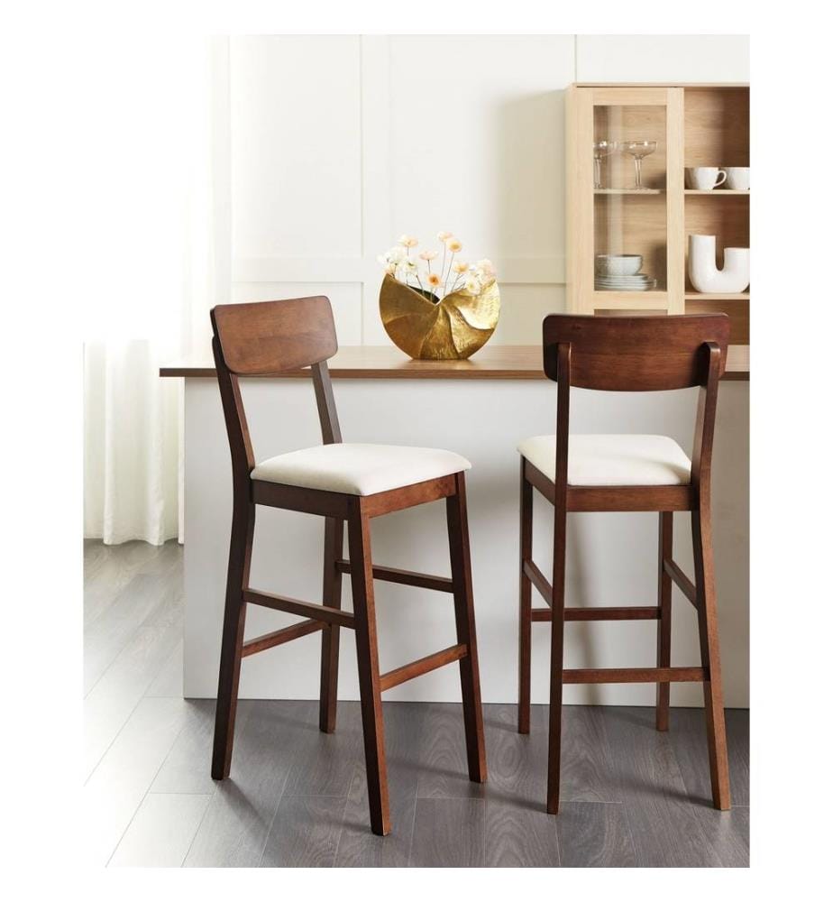 Set mit 2 Barstühlen AMBLER Dunkelbraun / Beige