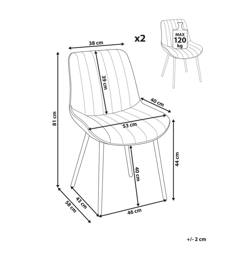 Lot de 2 Chaises de Repas Beige Clair Bouclé Sans Accoudoirs Pieds Acier Noir Sièges Salle à Manger Moderne