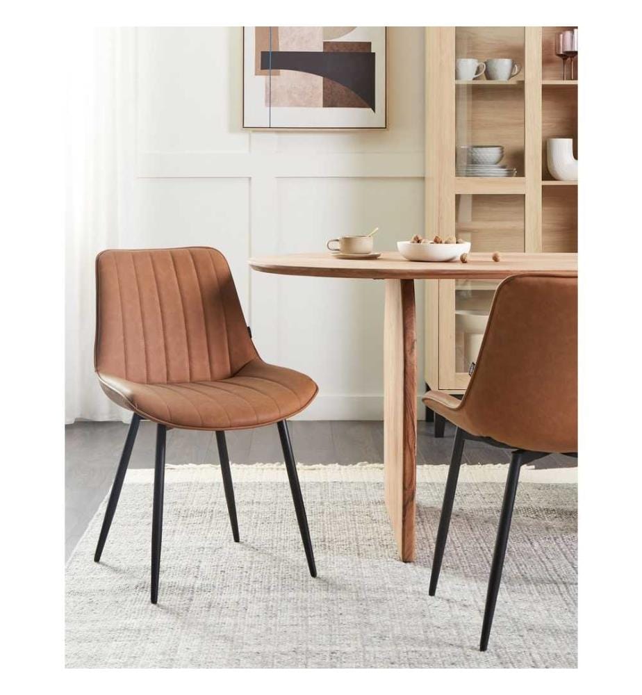 Esszimmerstuhl 2er Set DUBROVNIK Kunstleder Braun