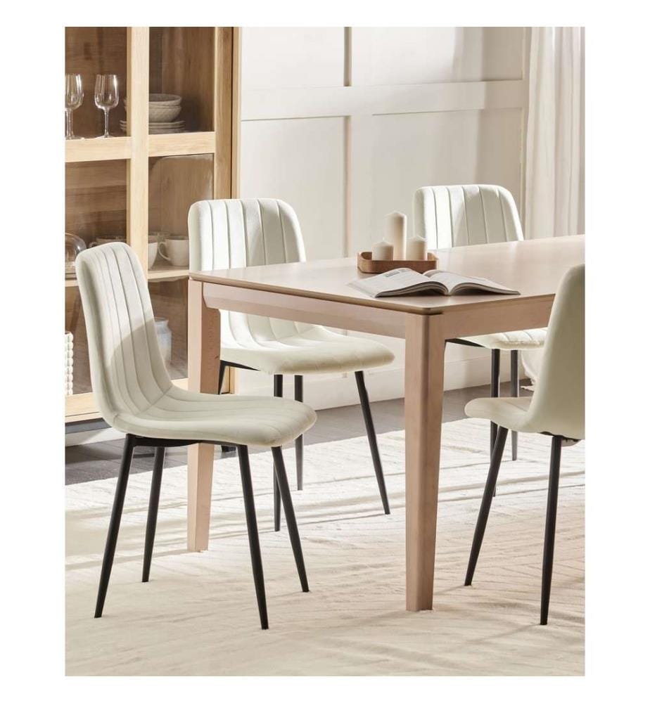 Esszimmerstuhl 4er Set KALISPELL Samtstoff Cremeweiss