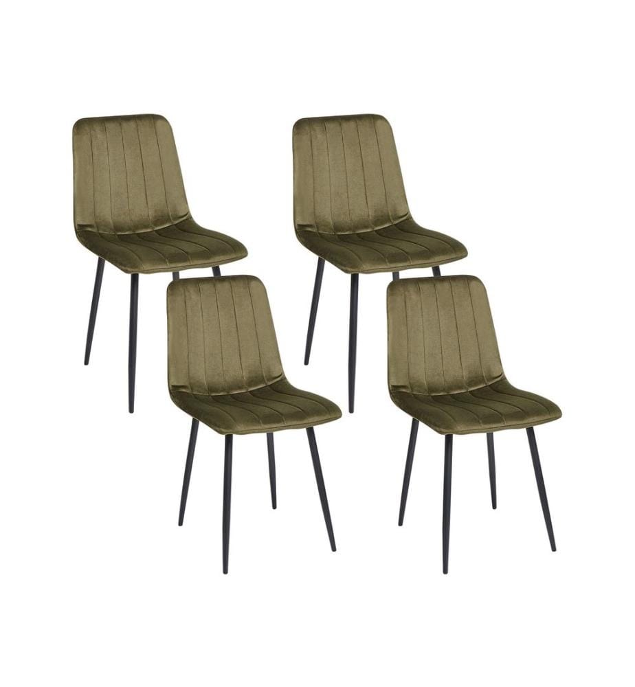 Esszimmerstuhl 4er Set KALISPELL Samtstoff Olivgrün