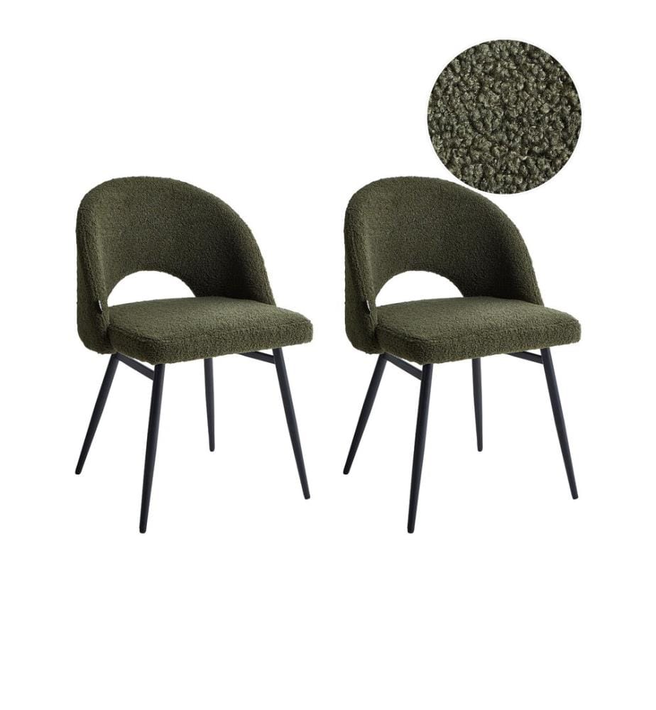 Esszimmerstuhl 2er Set ONAGA Bouclé Dunkelgrün