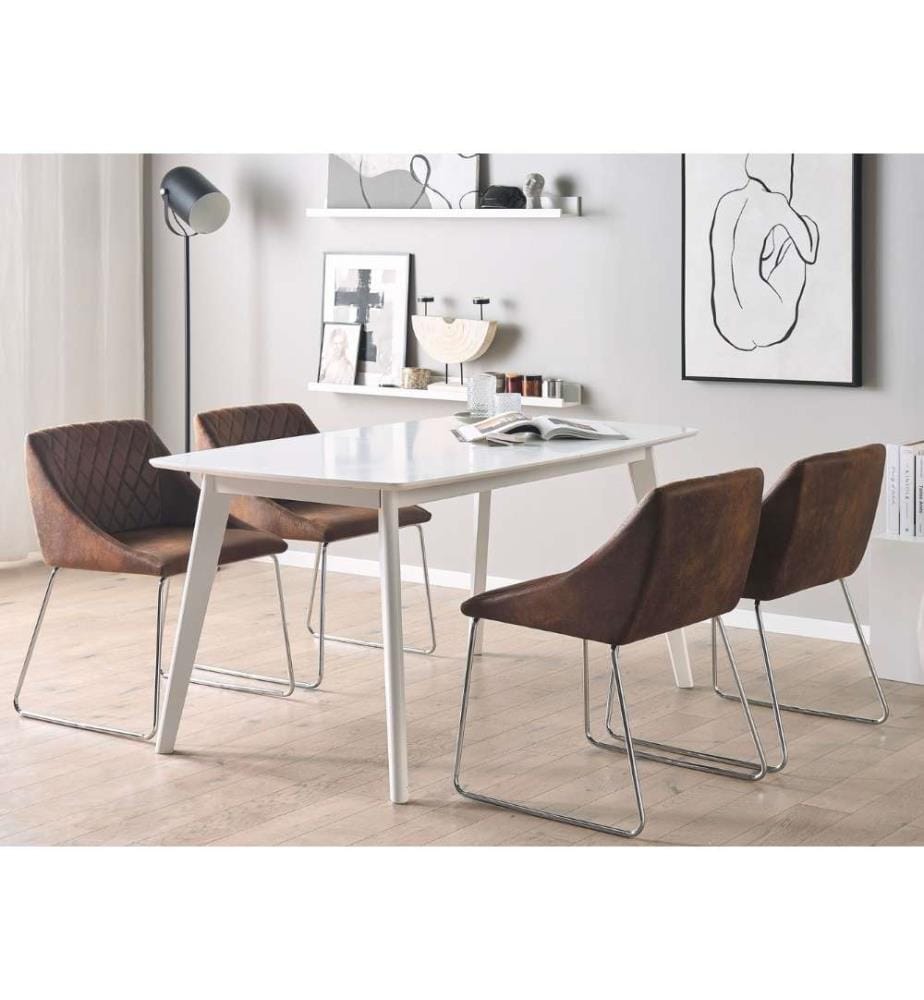 Esszimmerstuhl 2er Set Braun Kunstleder Lederoptik Metallbeine Versteppung Retro/Modern