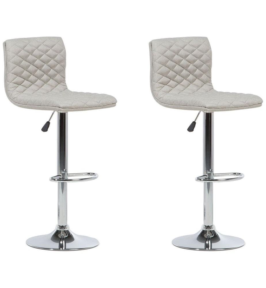 Eleganter Barstuhl 2er Set Beige Stoff Höhenverstellbar Rückenlehne Modern