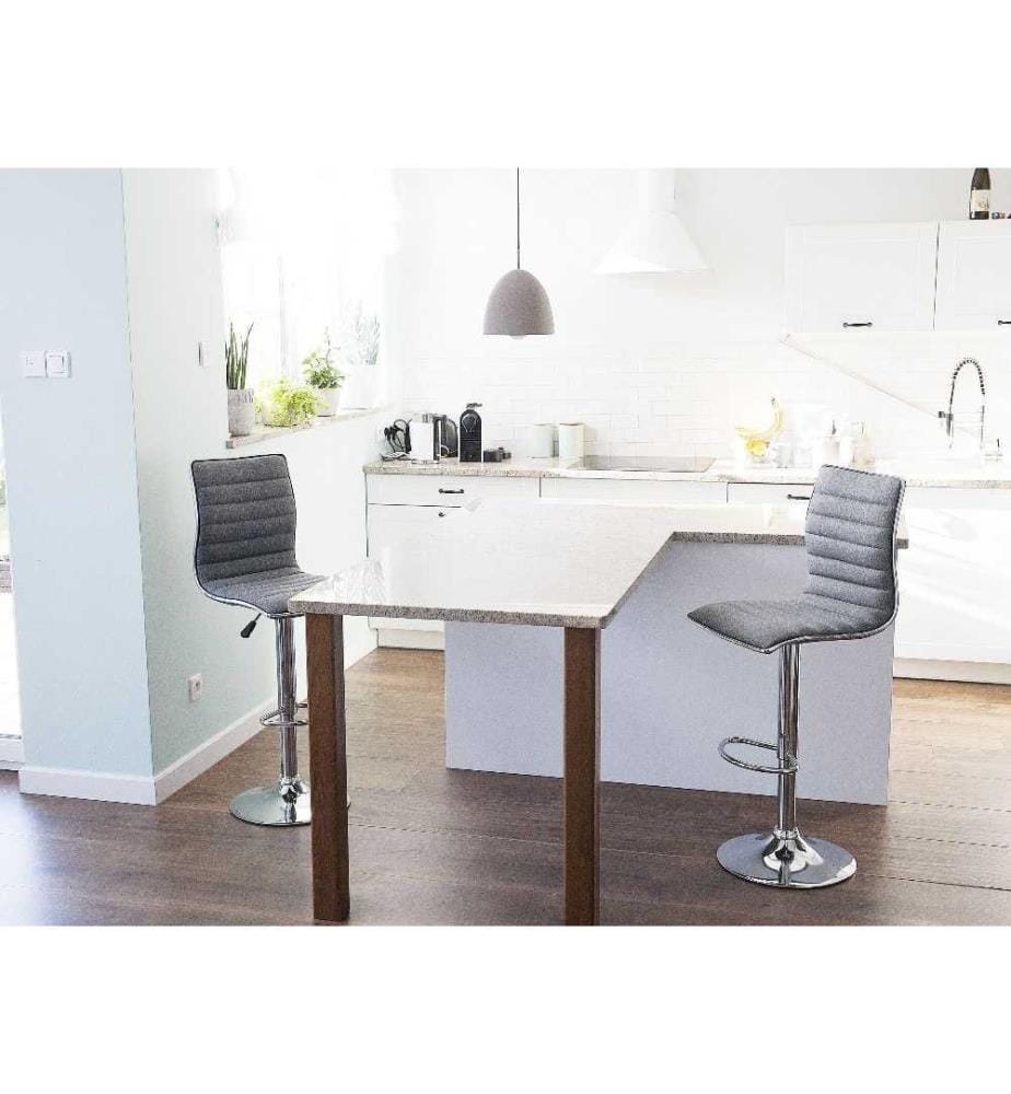 Trendy Barstuhl Grau Stoff höhenverstellbar Rückenlehne Minimalistisch