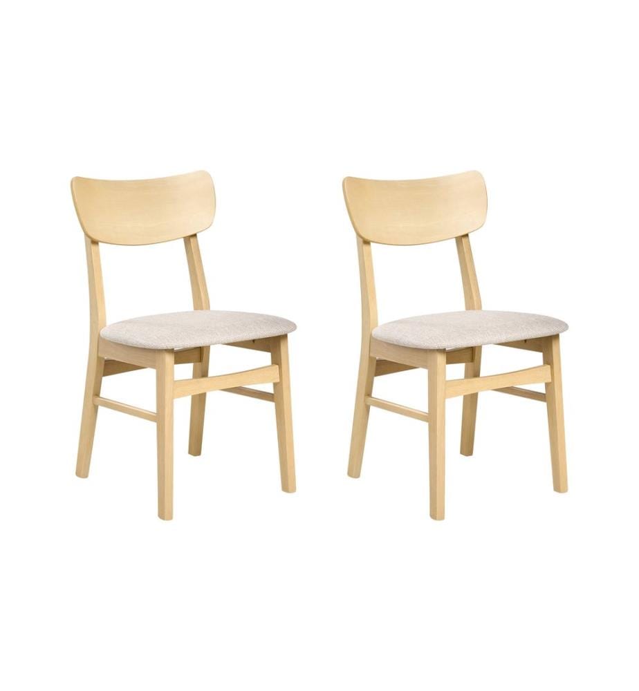 Esszimmerstuhl 2er Set ANOKA Holz Hellbraun / Beige