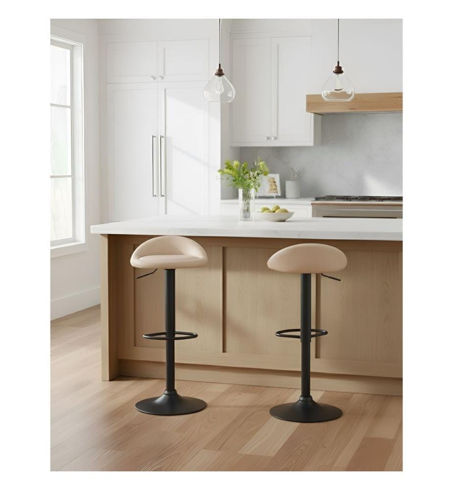 Set mit 2 Barhockern MEEDER Kunstleder drehbar Hellbeige