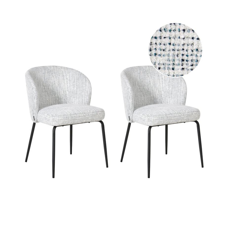 Esszimmerstuhl 2er Set ZANA Stoff Weiss / Blau