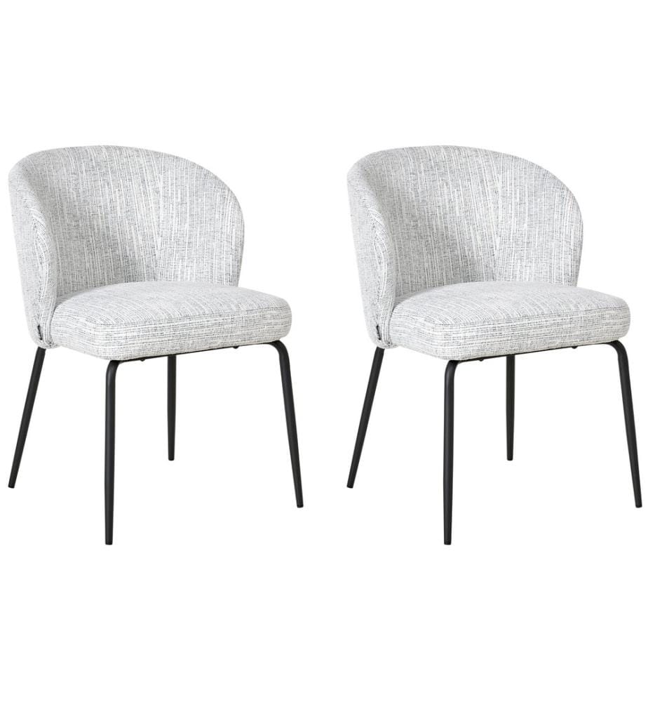 Esszimmerstuhl 2er Set ZANA Stoff Weiss / Blau