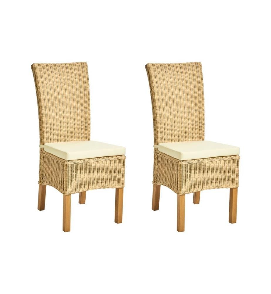Esszimmerstuhl 2er Set ANDES Rattan Naturfarben