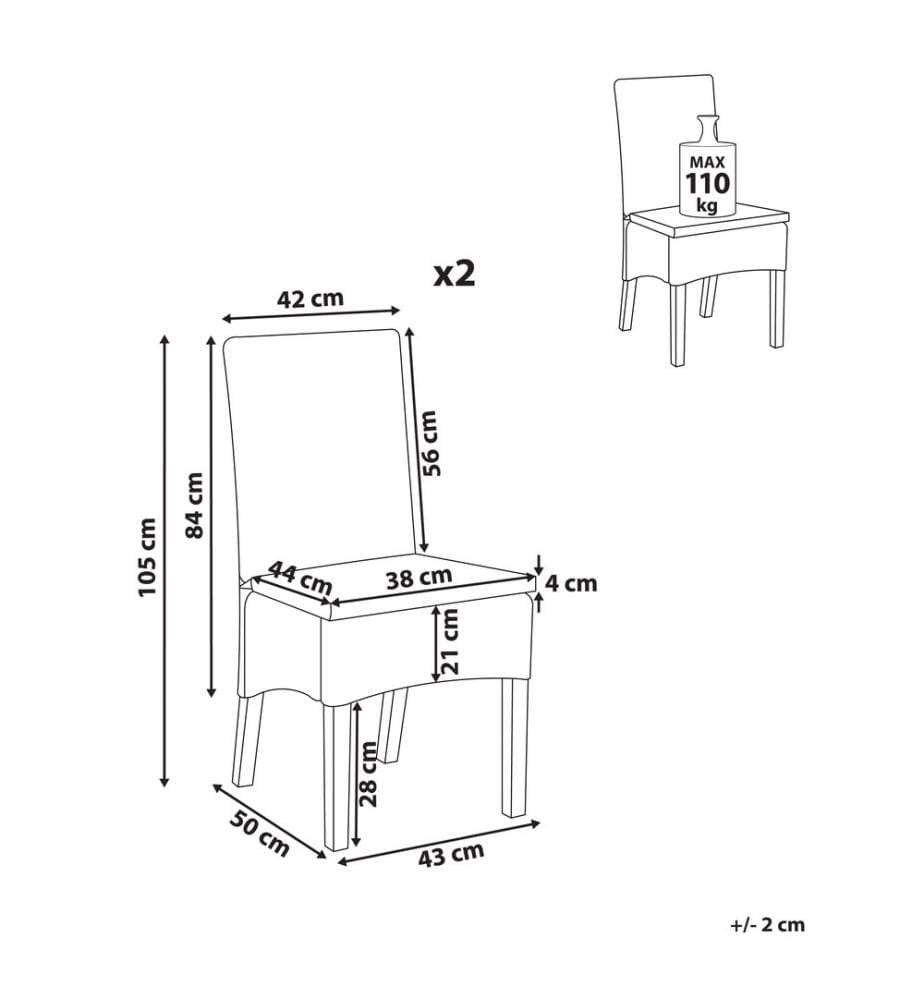 Esszimmerstuhl 2er Set ANDES Rattan Naturfarben