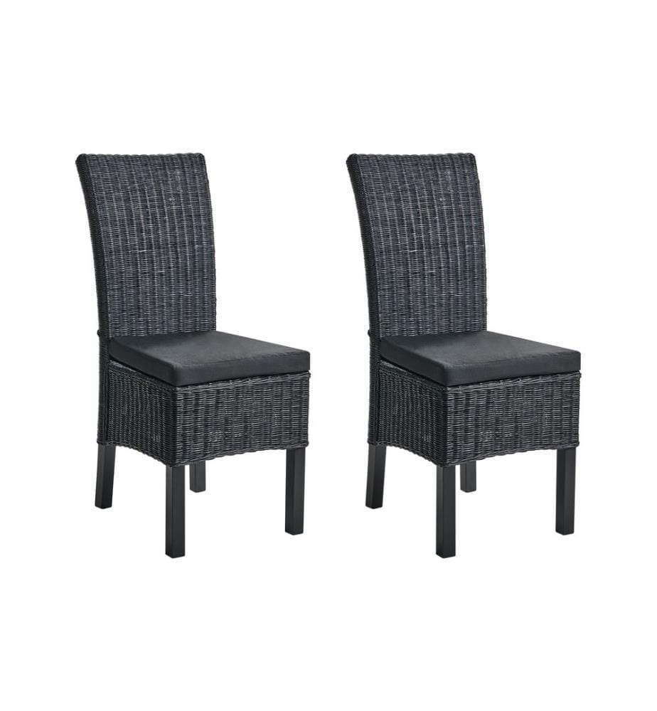 Esszimmerstuhl 2er Set ANDES Rattan Schwarz