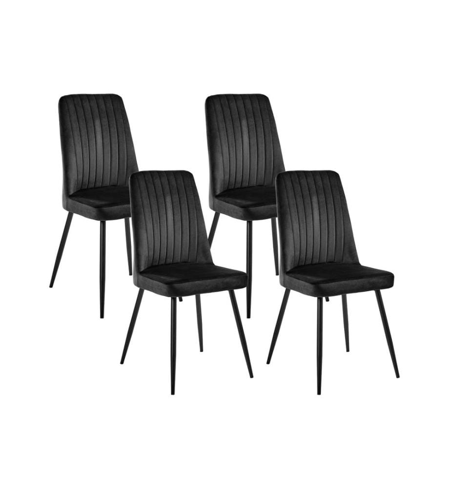 Esszimmerstuhl 4er Set KIRBY Samtstoff Schwarz