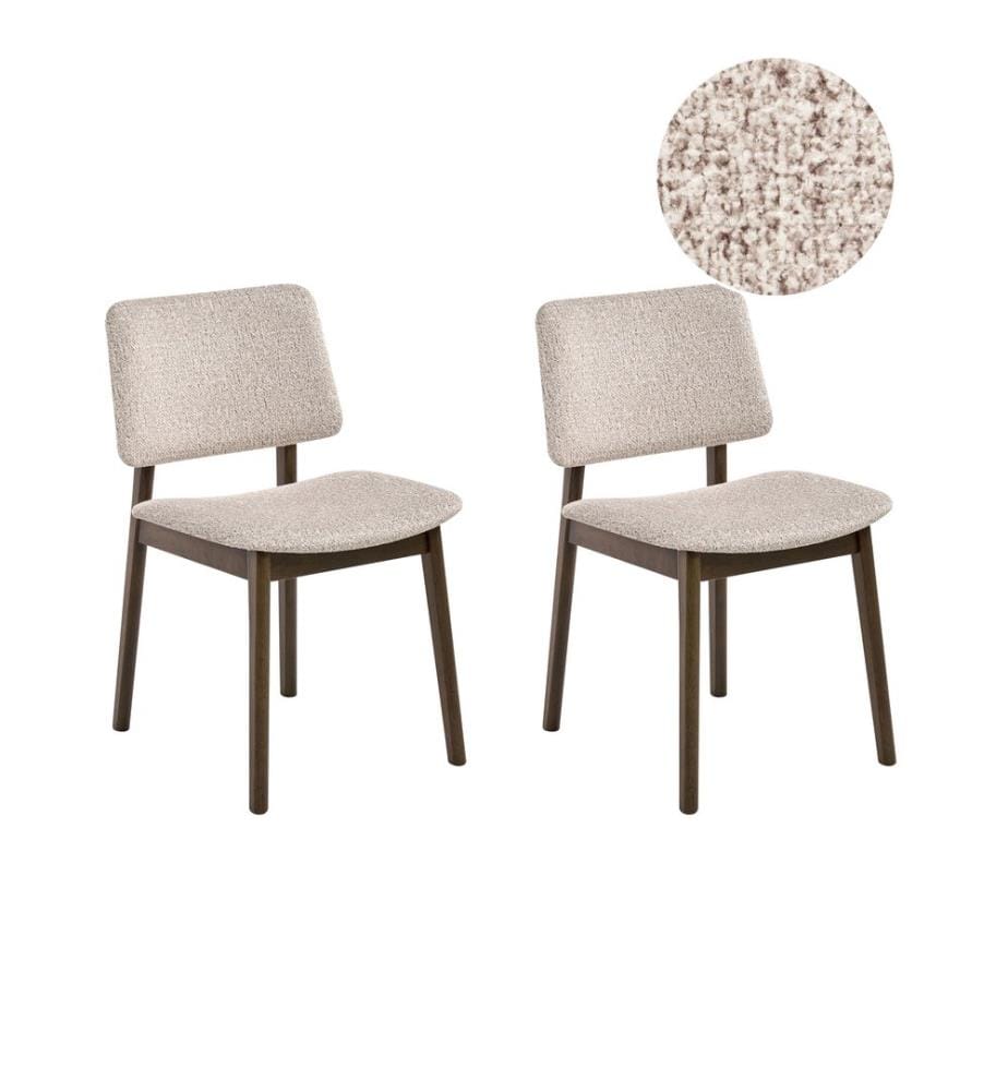 Esszimmerstuhl 2er Set BLANE Bouclé Dunkelbraun / Taupe