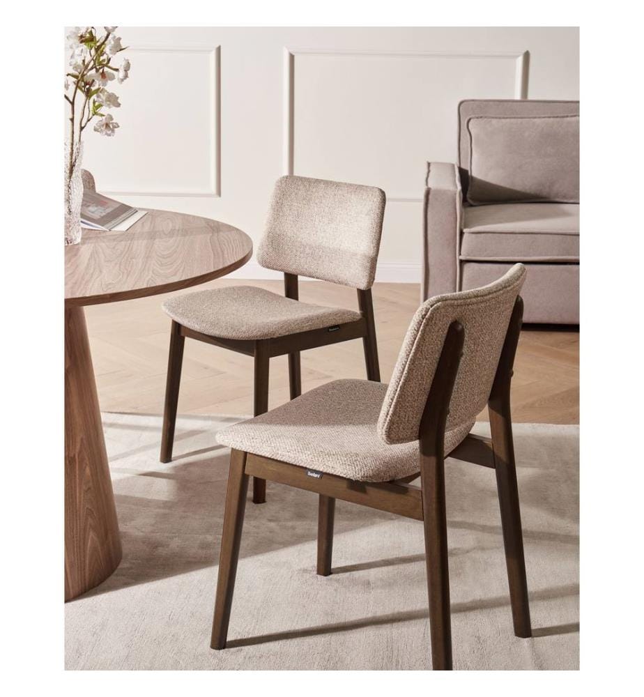 Esszimmerstuhl 2er Set BLANE Bouclé Dunkelbraun / Taupe