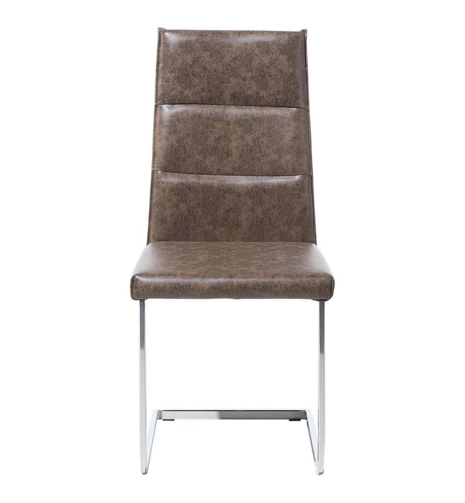 Esszimmerstuhl 2er Set Hellbraun Kunstleder mit Metallbeinen Freischwingerstuhl Vintage Retro Esszimmer Wohnzimmer Salon Wohnküche Möbel