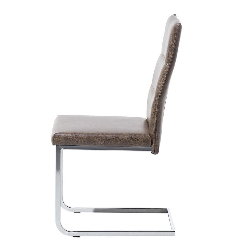 Esszimmerstuhl 2er Set Hellbraun Kunstleder mit Metallbeinen Freischwingerstuhl Vintage Retro Esszimmer Wohnzimmer Salon Wohnküche Möbel