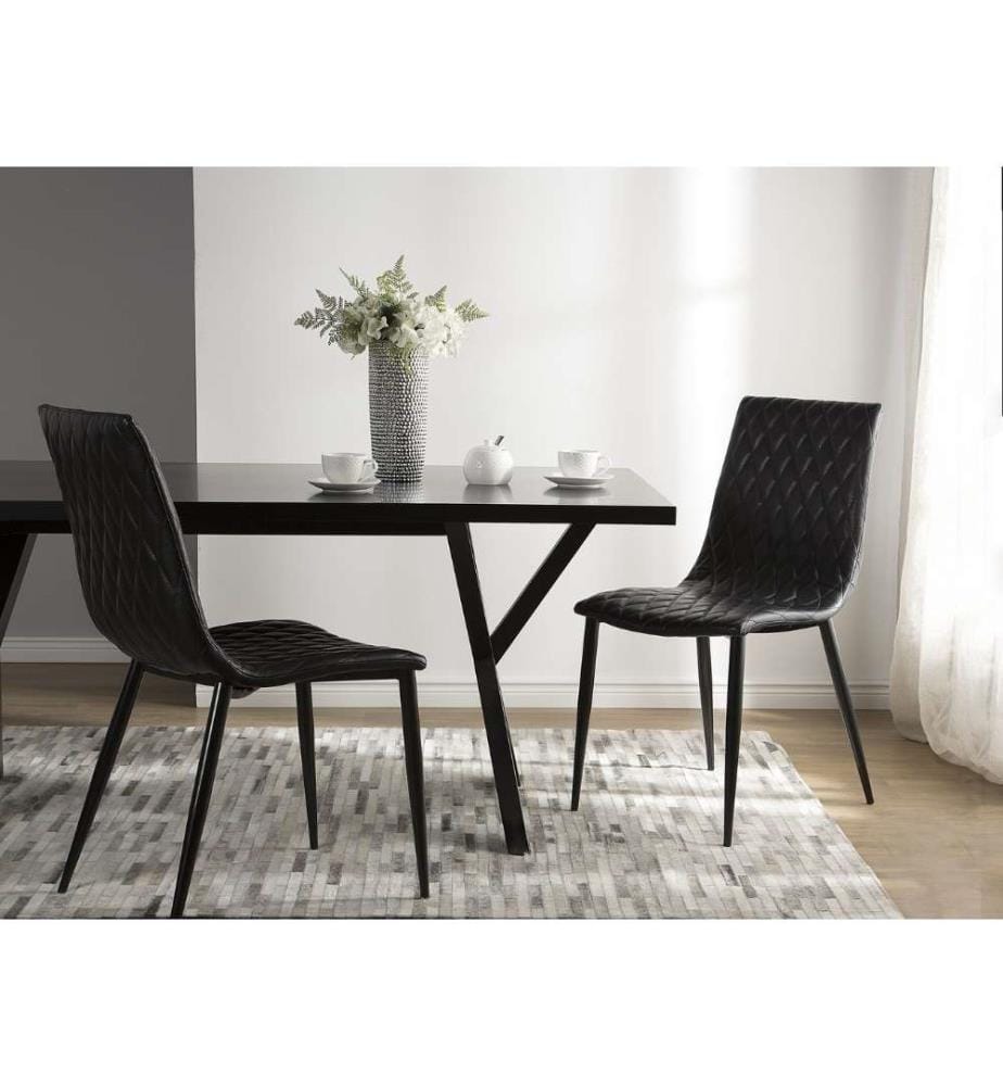 Esszimmerstuhl 2er Set Schwarz Versteppung Kunstleder Retro