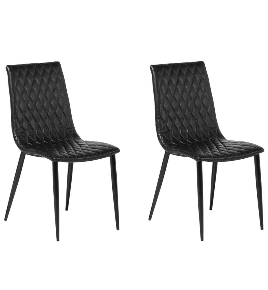 Esszimmerstuhl 2er Set Schwarz Versteppung Kunstleder Retro