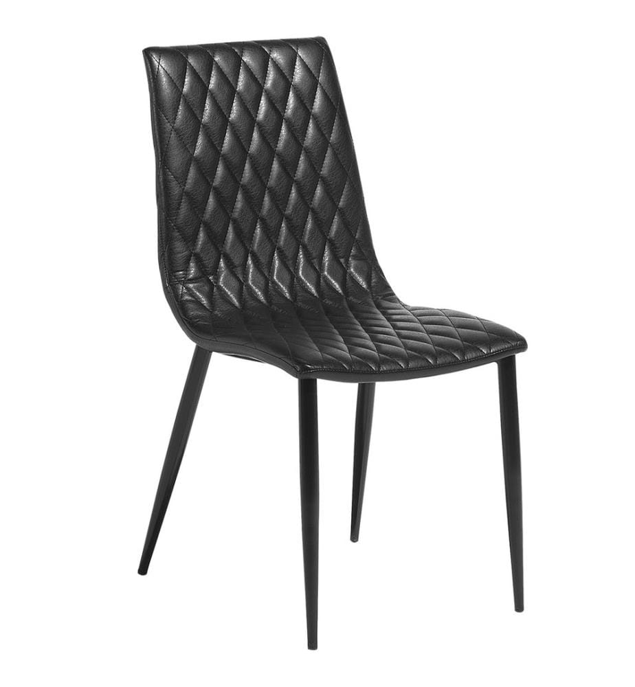 Esszimmerstuhl 2er Set Schwarz Versteppung Kunstleder Retro