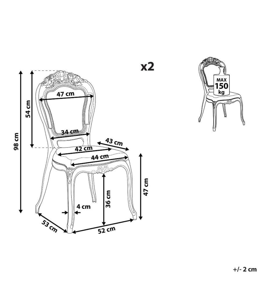 Lot de 2 chaises de salle à manger VERMONT Noir