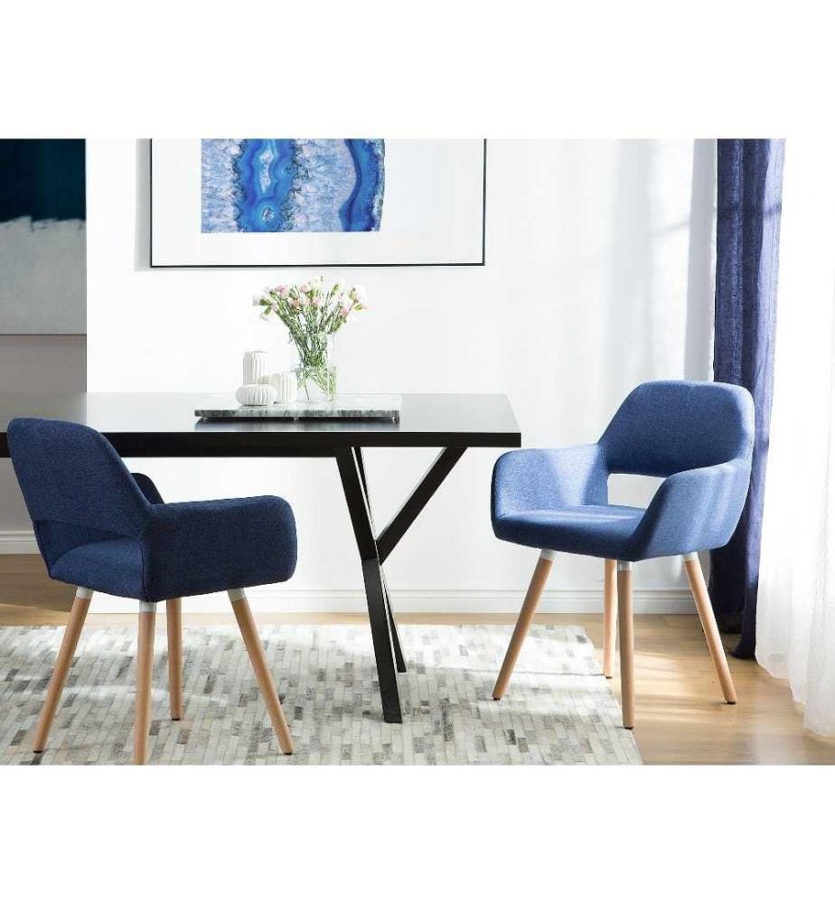 Esszimmerstuhl 2er Set CHICAGO Stoff Marineblau
