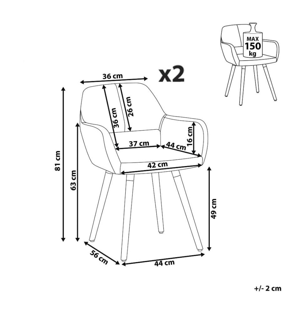 Esszimmerstuhl 2er Set CHICAGO Stoff Marineblau