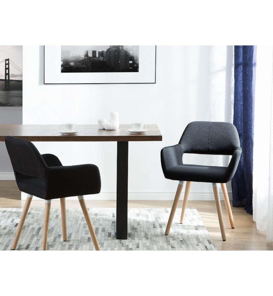 Esszimmerstuhl 2er Set CHICAGO Stoff Schwarz