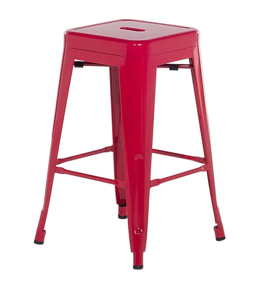 Trendy Barhocker 2er Set Rot Metall 60 cm Industriell