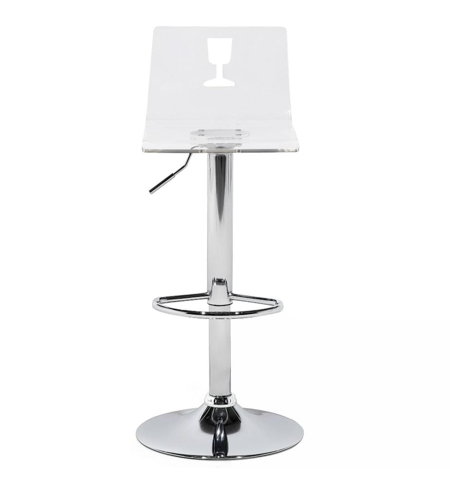 Set 2 Tabourets Chaises de Bar Siège en Acrylique Noir Transparent et Pied en Métal Réglable en Hauteur pour Salle à Manger ou Cuisine Moderne