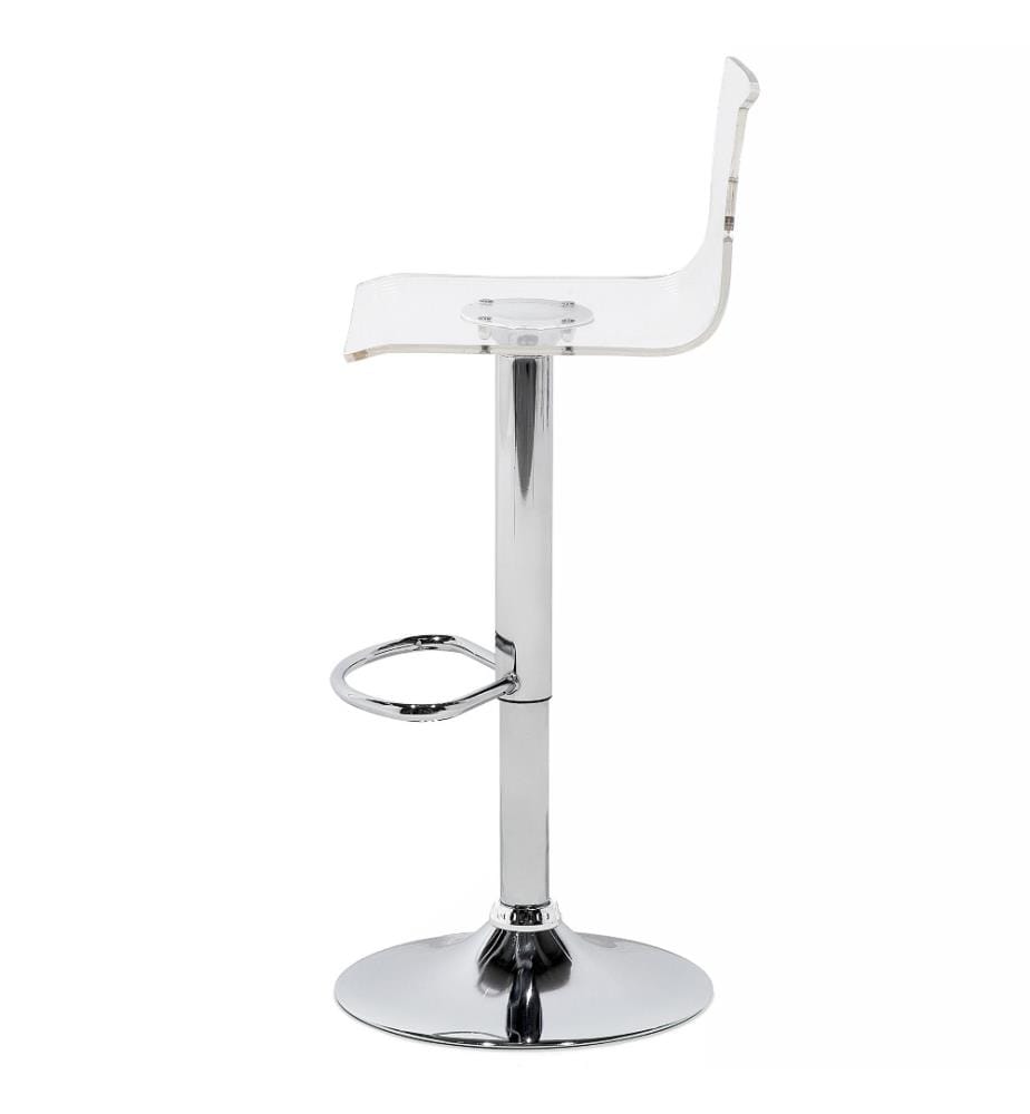 Set 2 Tabourets Chaises de Bar Siège en Acrylique Noir Transparent et Pied en Métal Réglable en Hauteur pour Salle à Manger ou Cuisine Moderne