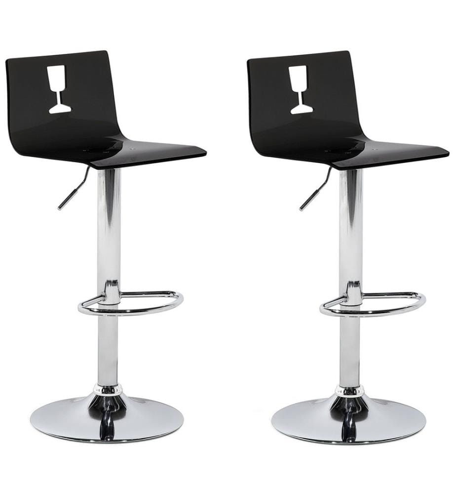 Trendy Barhocker 2er Set Transparent/Schwarz Metall Höhenverstellbar Modern