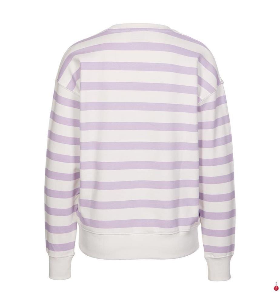 Sweat à logo et rayé - Blanc