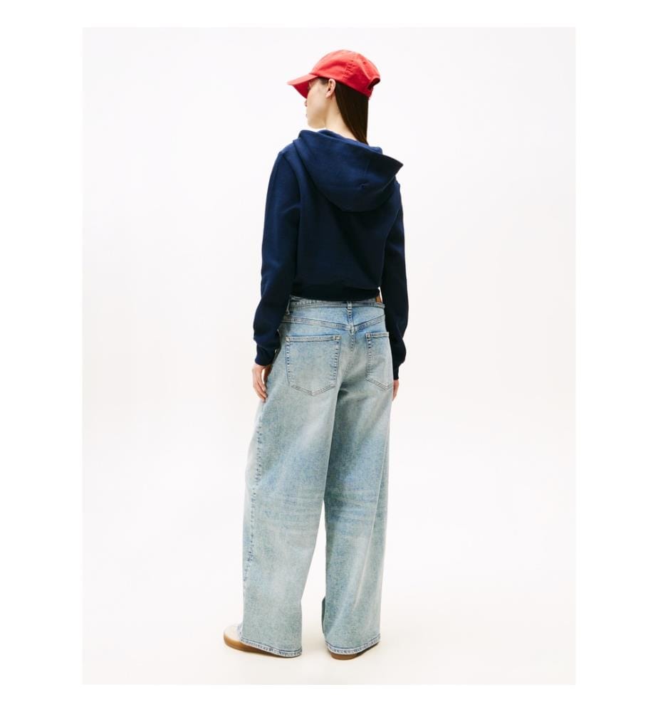 Felpa Henley con cappuccio - Blu scuro