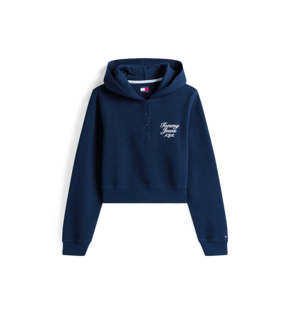 Felpa Henley con cappuccio - Blu scuro