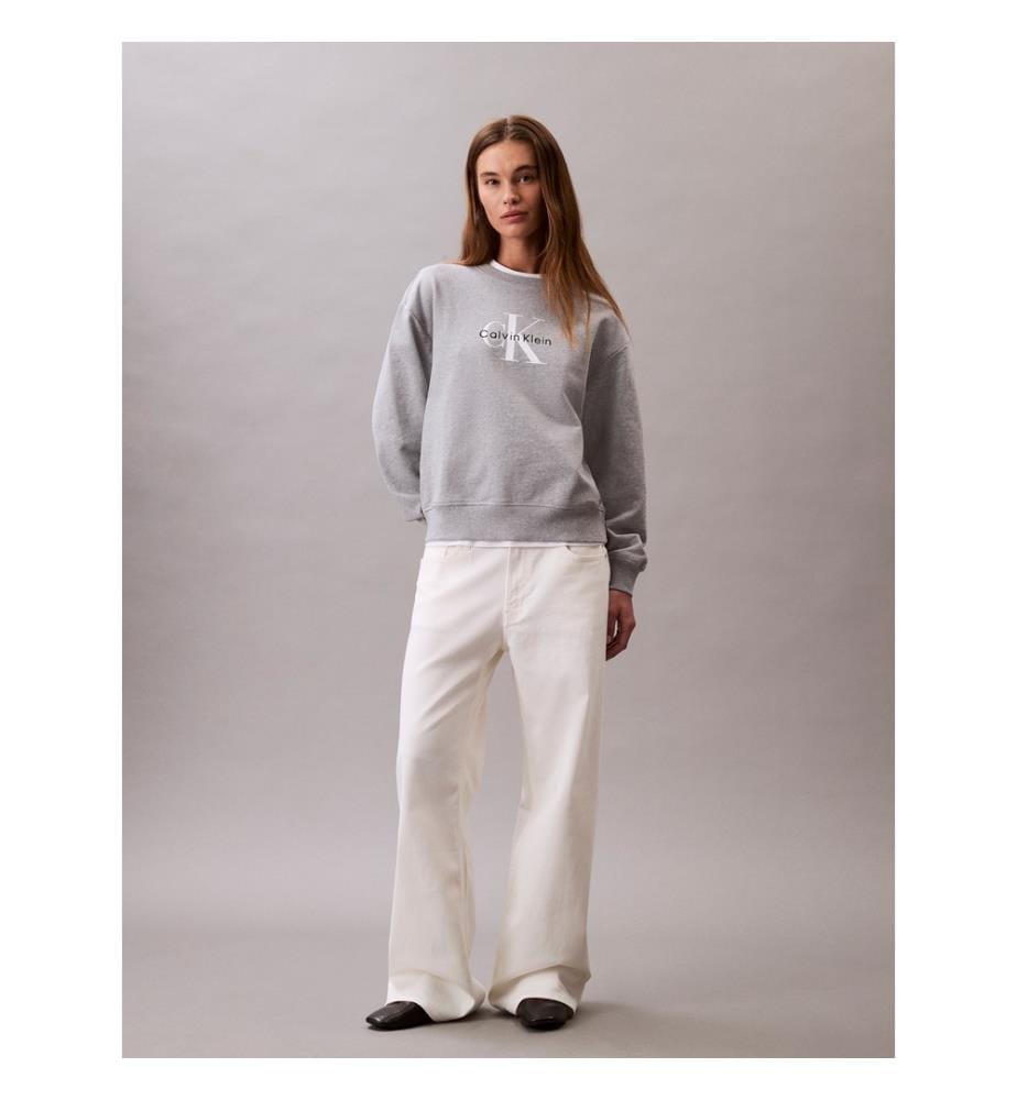 Sweatshirt mit Rundhalsausschnitt - Grau meliert