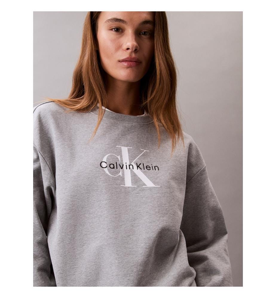 Sweatshirt mit Rundhalsausschnitt - Grau meliert