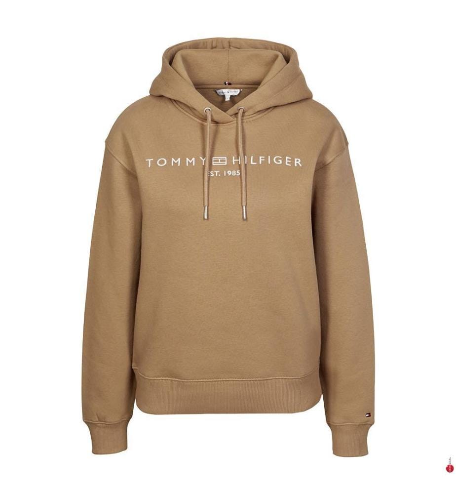Hoodie Modern Crop Logo - Hellbraun