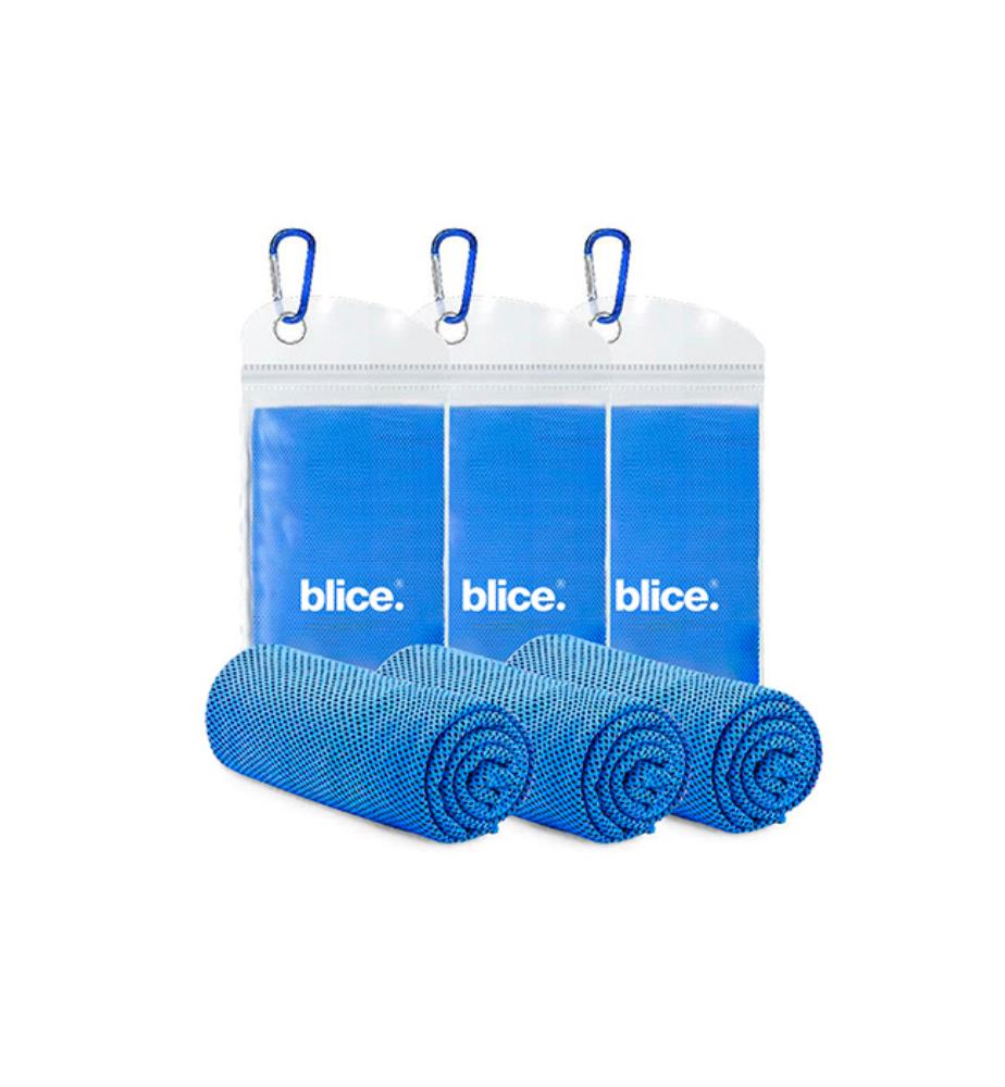 3er-Set Abkühlungshandtücher 100 x 30 cm - Blau