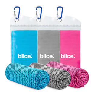 Lot de 3 Serviettes Rafraîchissantes 100 x 30 cm - Bleu Clair, Gris Clair et Rose