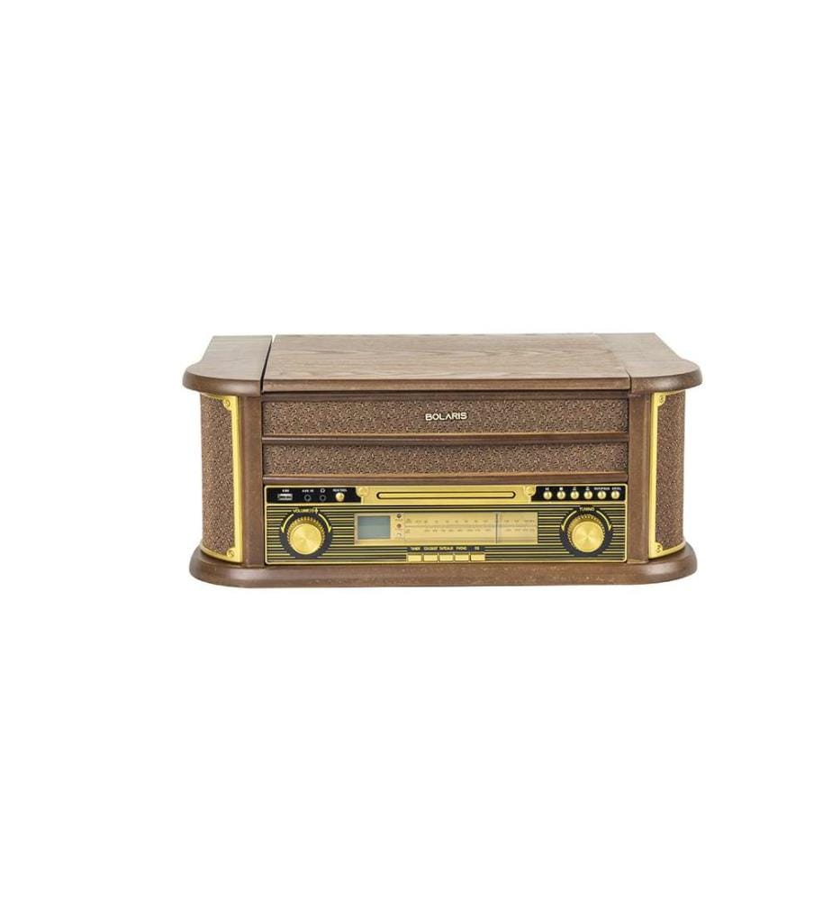 Platine vinyle Bolaris Bluetooth CD K7 AM / FM 5 W - Modèle Cambridge - Hêtre
