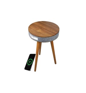 Tavolino in legno con sistema audio Bluetooth e ricarica wireless Bolaris - Modello Budapest - Noce