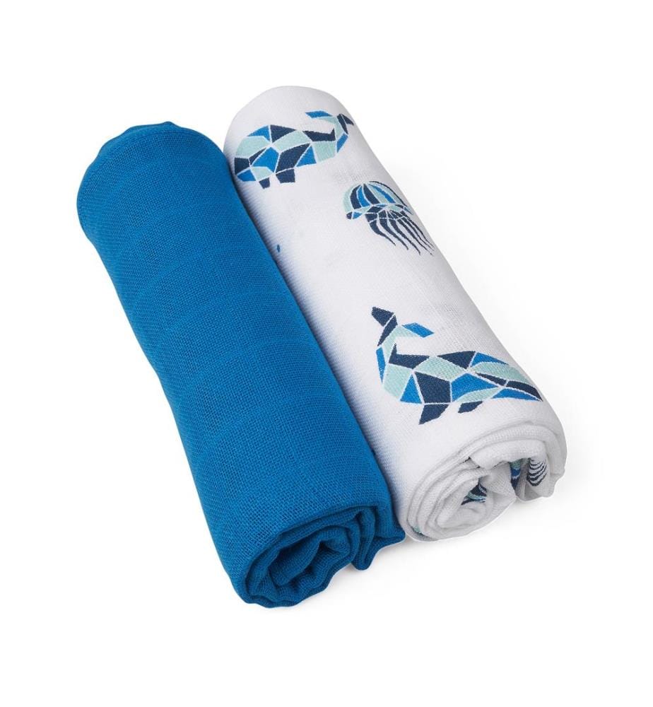 Langes en mousseline bio animaux marins 2 pcs.