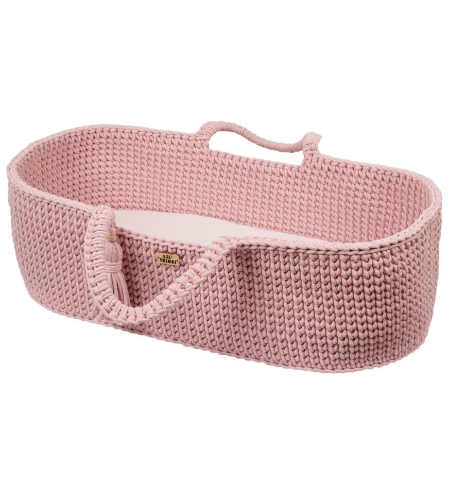 Couffin Moïse en coton avec matelas rose
